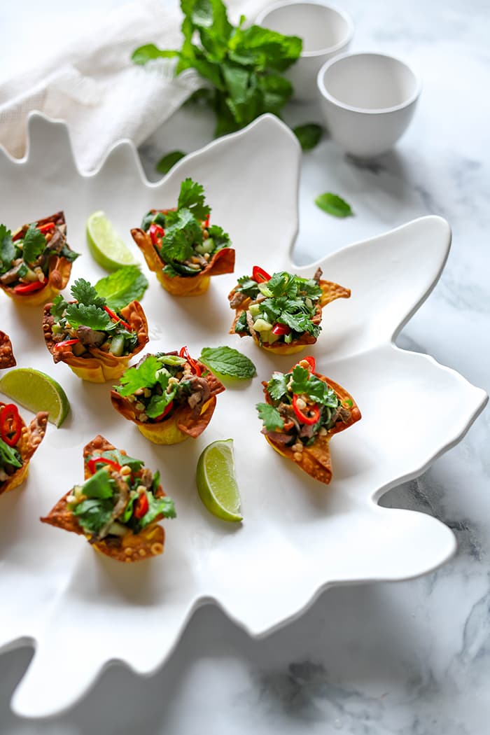 Asian Duck Salad Wonton Cups