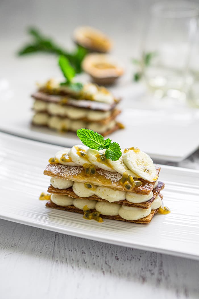 Banana and Passionfruit Mille-Feuille